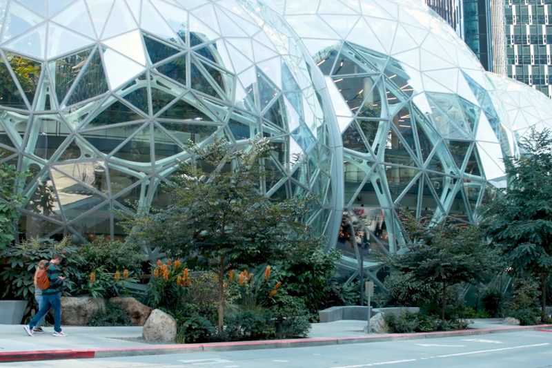 Amazon office spheres in downtown Seattle