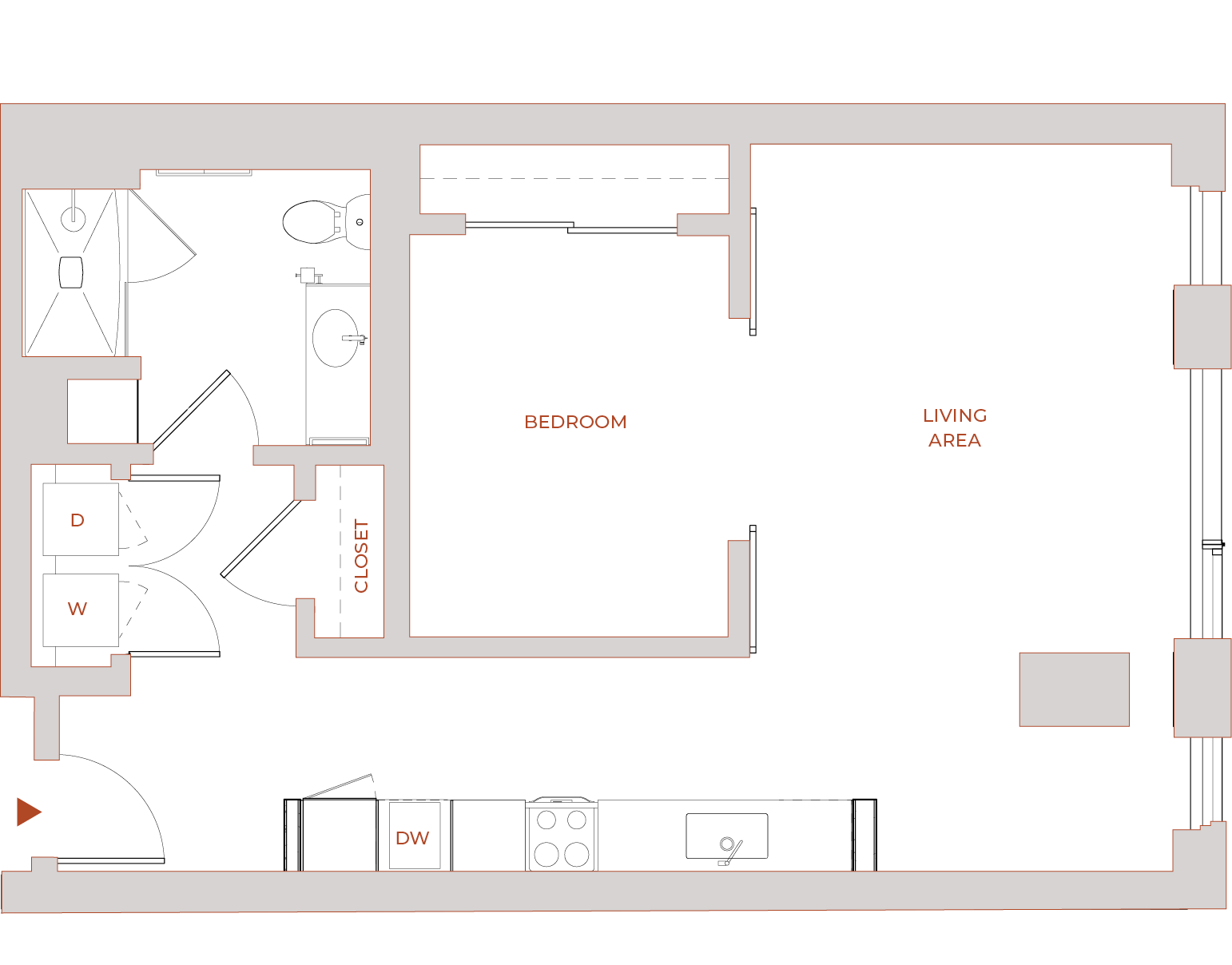 Floor plan for 1 BR - 2