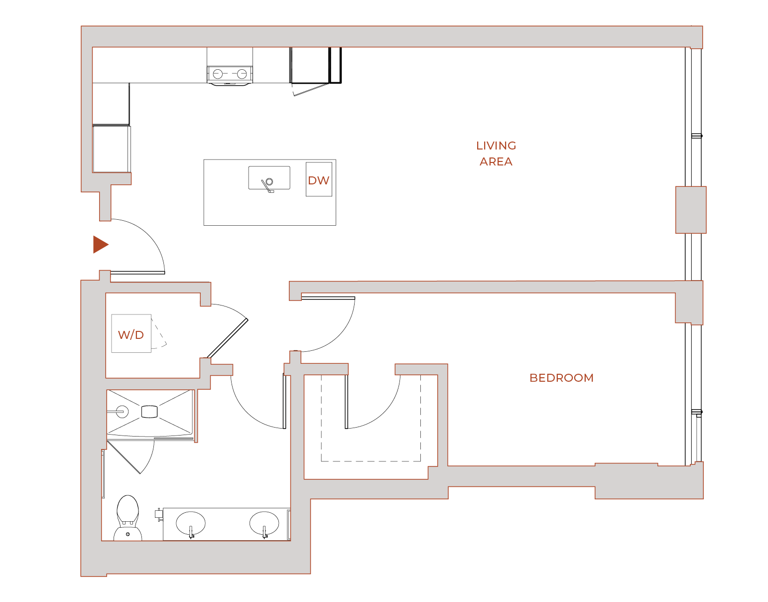 Floor plan for 1 BR - 4