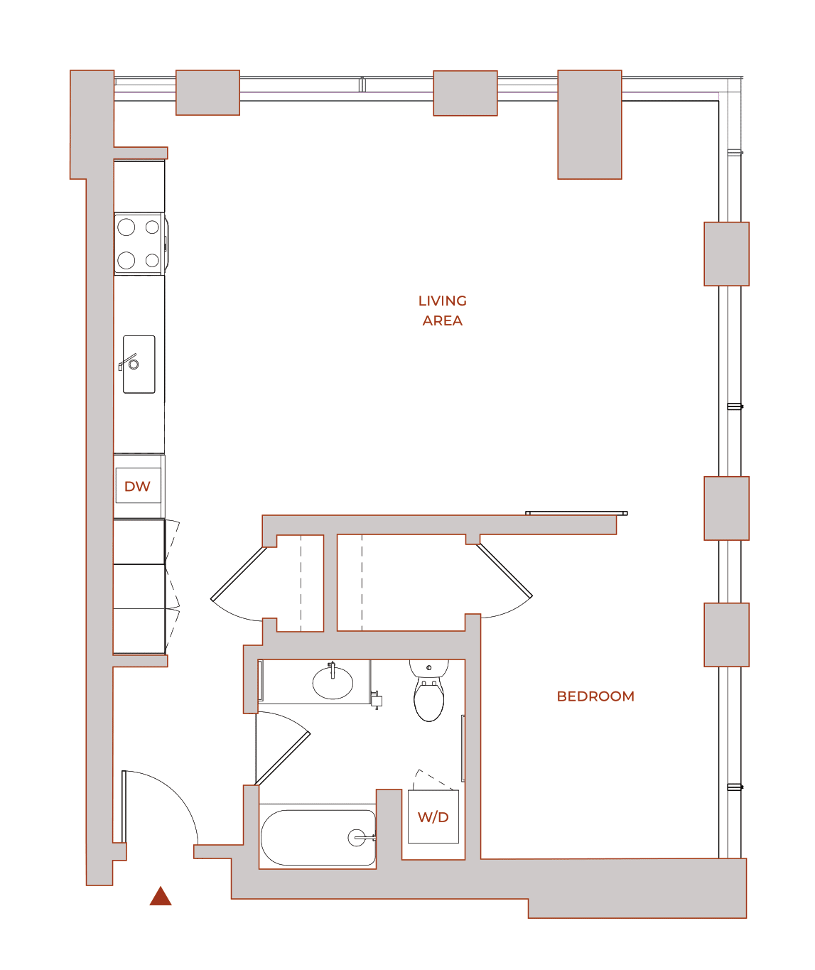 Floor plan for 1 BR - 3