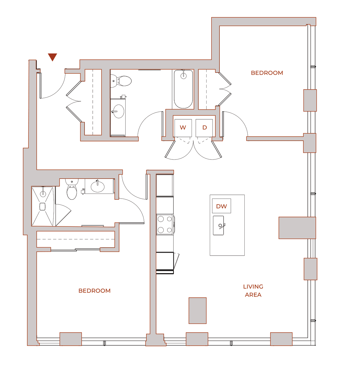 Floor plan for 2 BR - 3