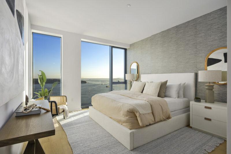 the modern water view bedroom
